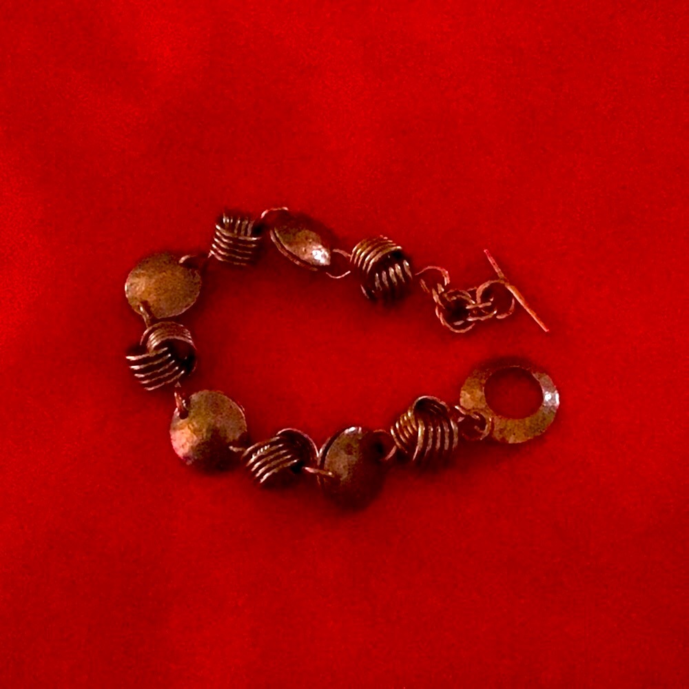 Copper Knot and Disc Bracelet